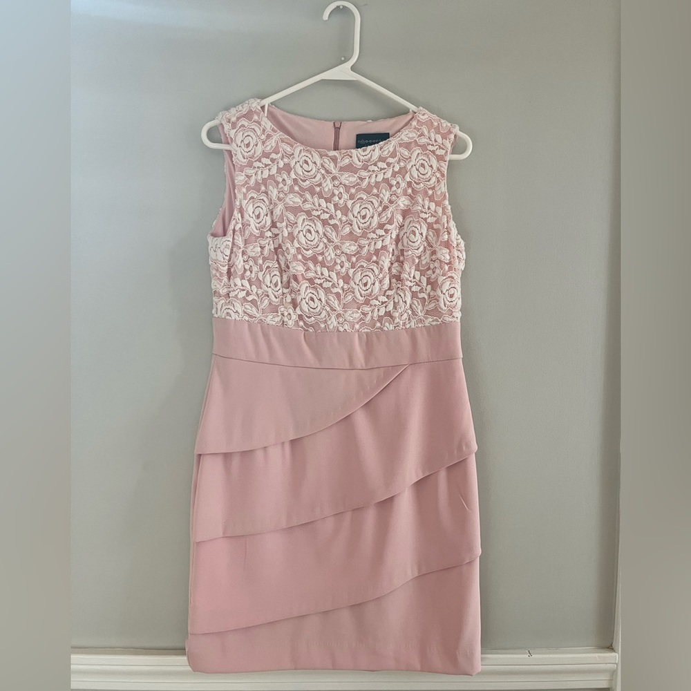 Pink/rose cocktail dress with lace on top